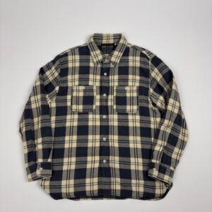 fullcount heavy slub plaid shirt beige/indigo