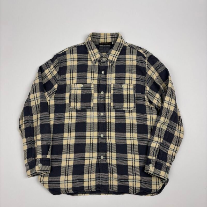 fullcount heavy slub plaid shirt beige/indigo