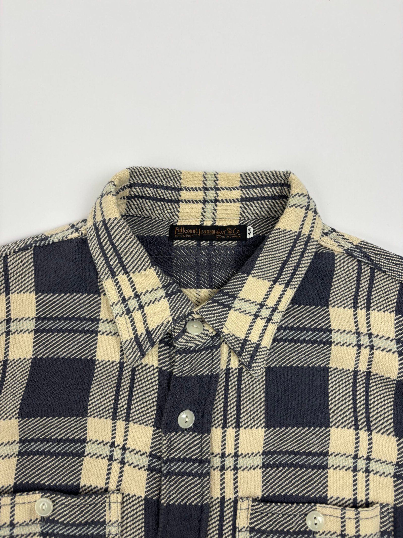 fullcount heavy slub plaid shirt beige/indigo fullcount heavy slub plaid shirt beige/indigo