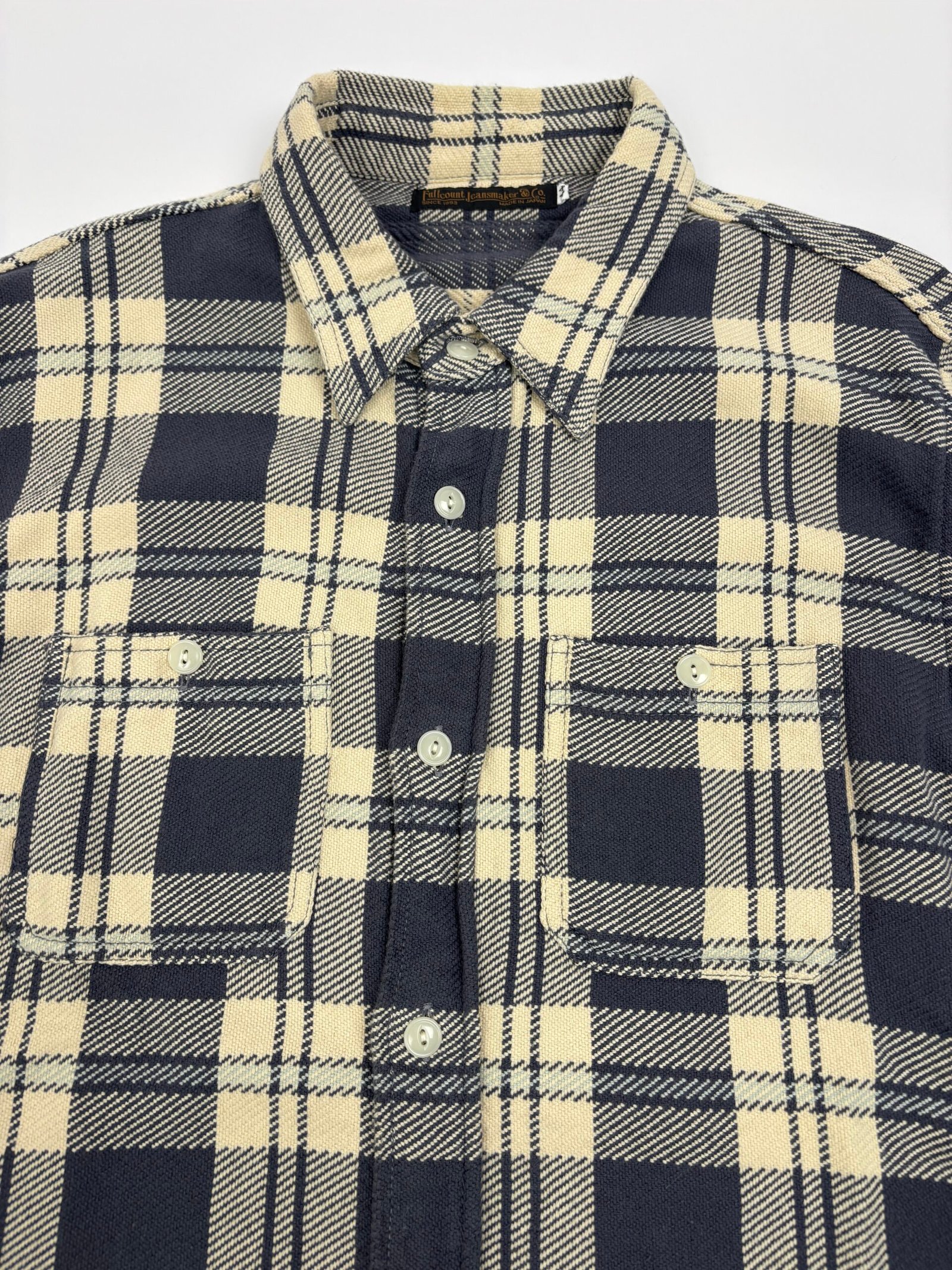 fullcount heavy slub plaid shirt beige/indigo fullcount heavy slub plaid shirt beige/indigo