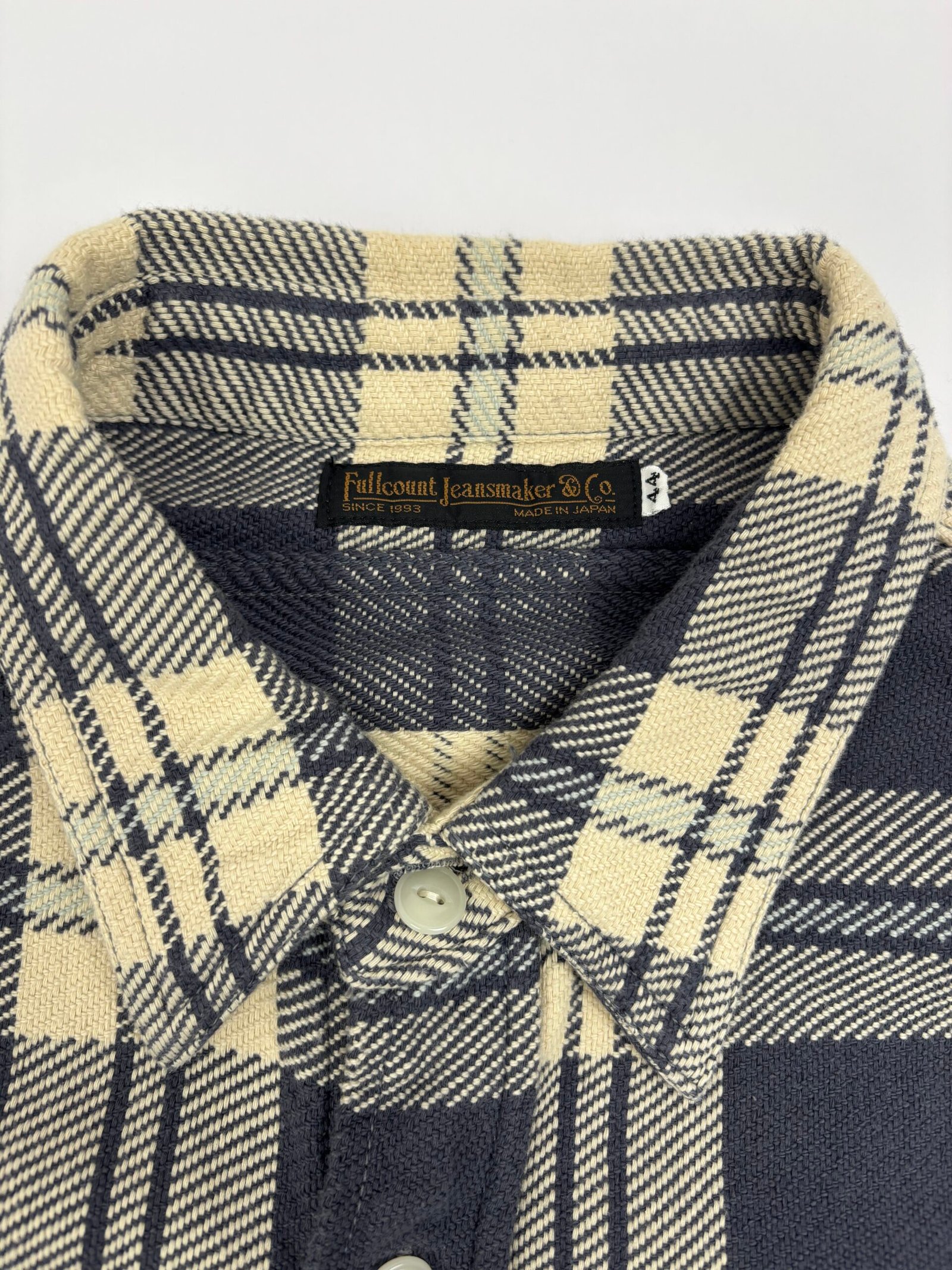 fullcount heavy slub flannel work shirt beige/indigo fullcount heavy slub flannel work shirt beige/indigo