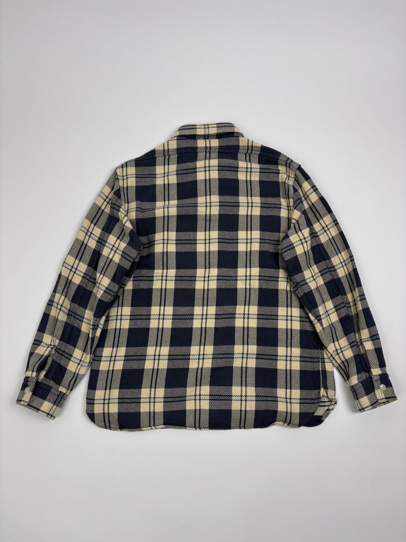 fullcount heavy slub flannel work shirt beige/indigo fullcount heavy slub flannel work shirt beige/indigo