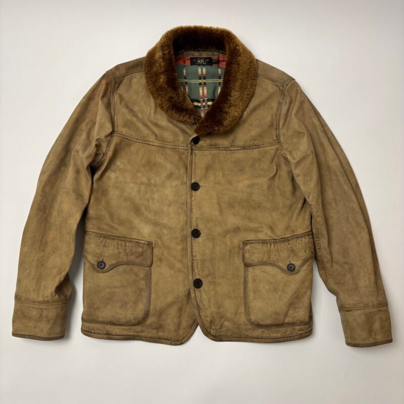 rrl full grain cowhide jacket 1930s mouton collar