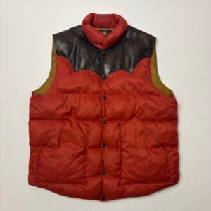 rrl leather yoke western quilted vest