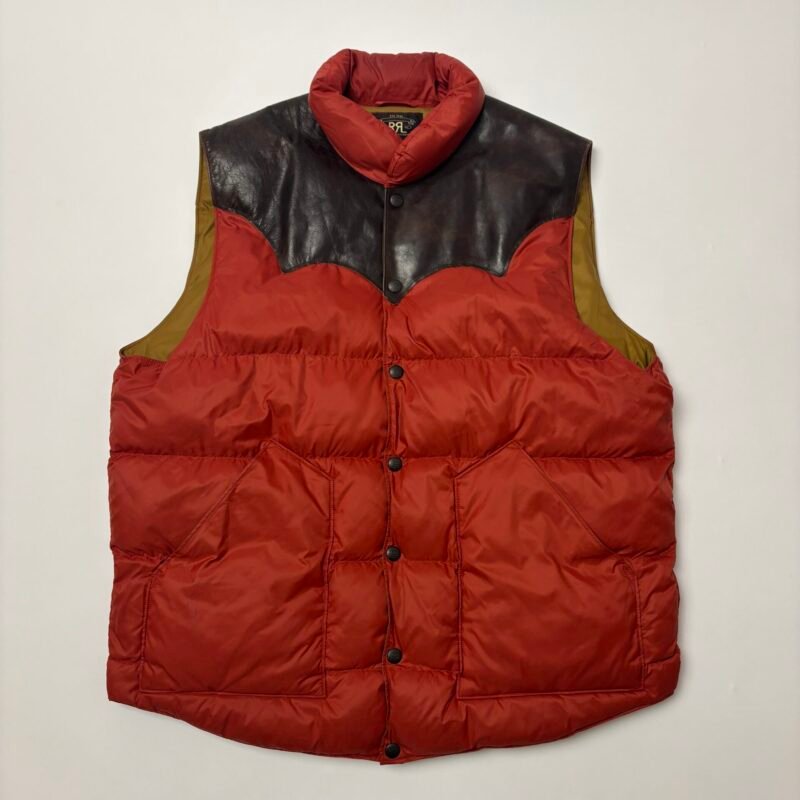 rrl leather yoke western quilted vest