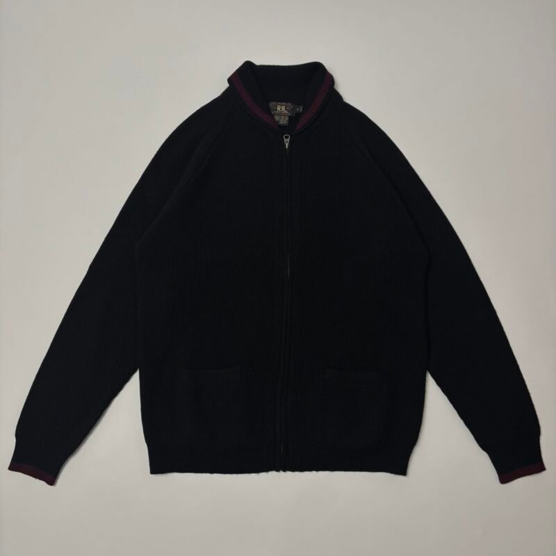 rrl wool zip cardigan stripe detail