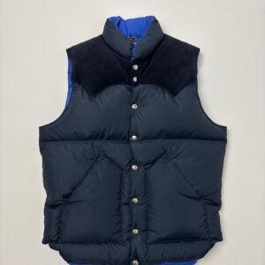 rocky mountain featherbed nylon down vest suede yoke navy