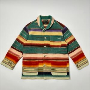 polo country cotton blanket jacket serape stripe shawl collar