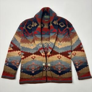 polo country ralph lauren hand knit cotton wrap cardigan southwestern pattern