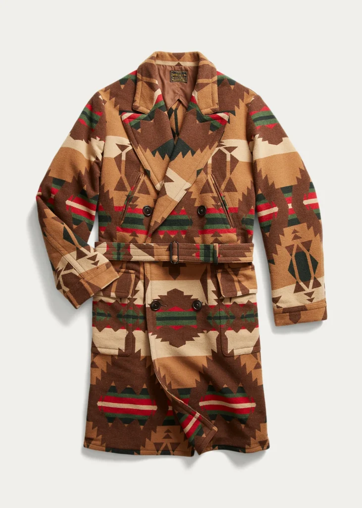 double rl native style woven blanket coat