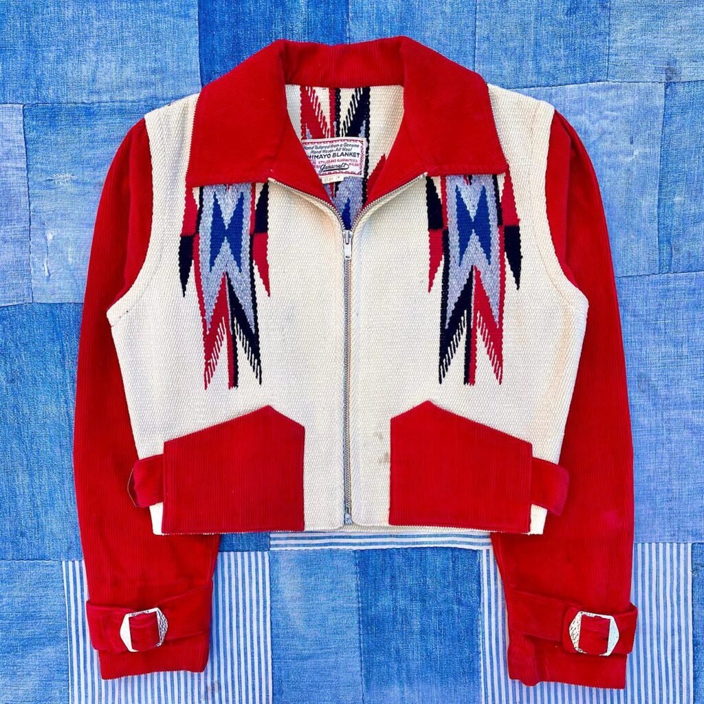 vintage chimayo jacket southwestern weaving 1930s