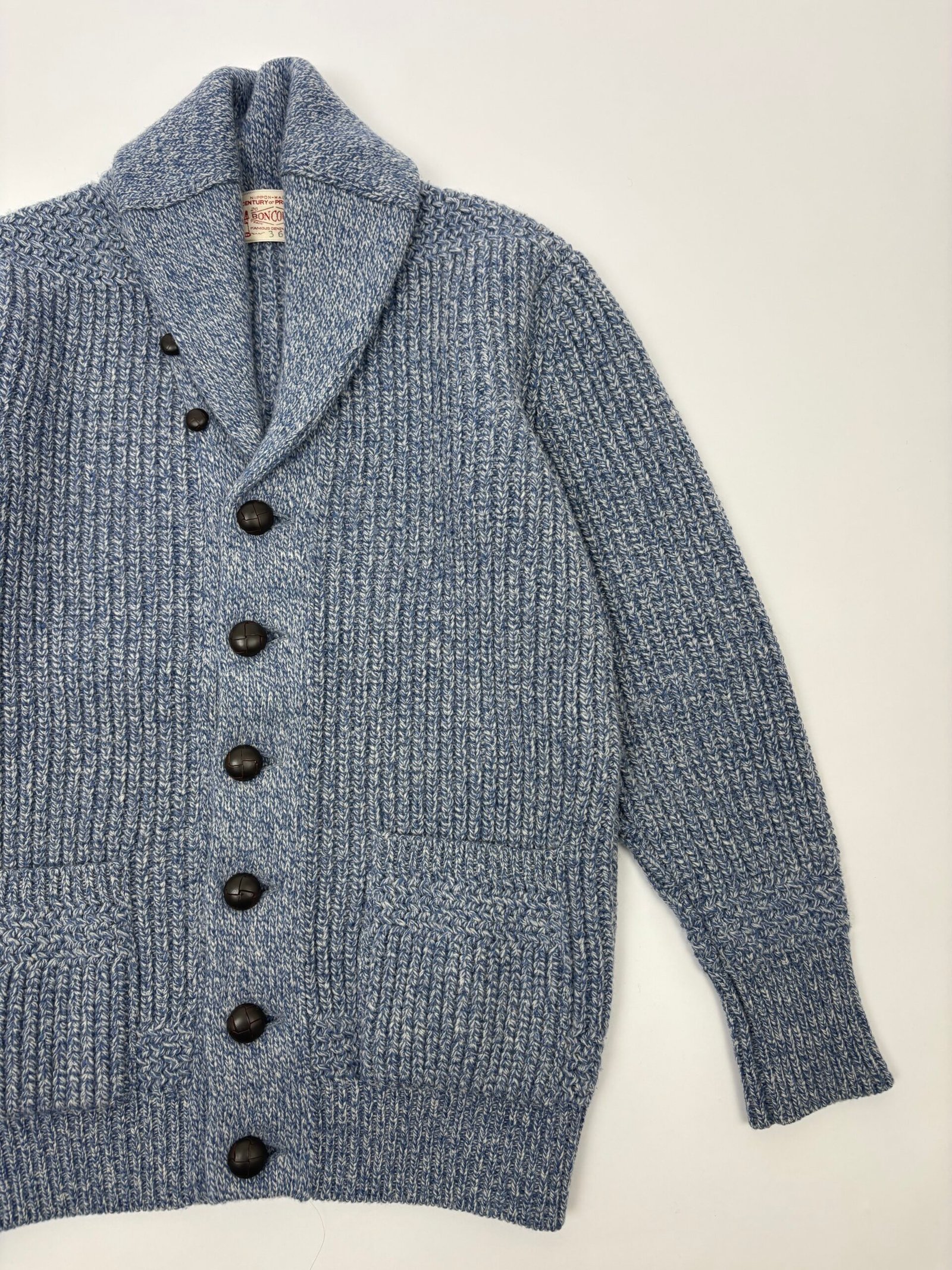 boncoura knit cardigan blue Boncoura Heavy Knit Cardigan