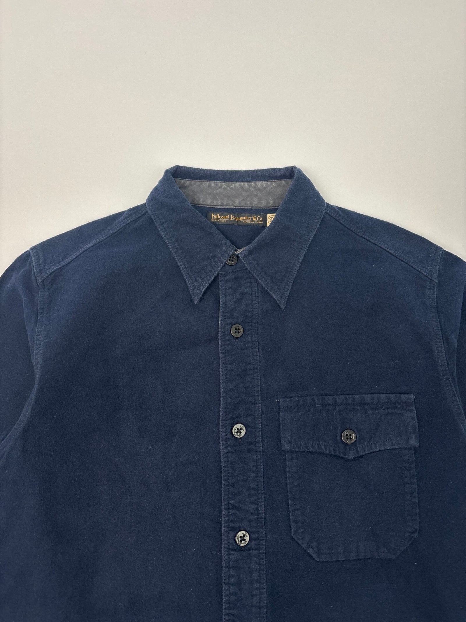 fullcount navy long sleeve shirt Fullcount Brushed Cotton CPO Shirt