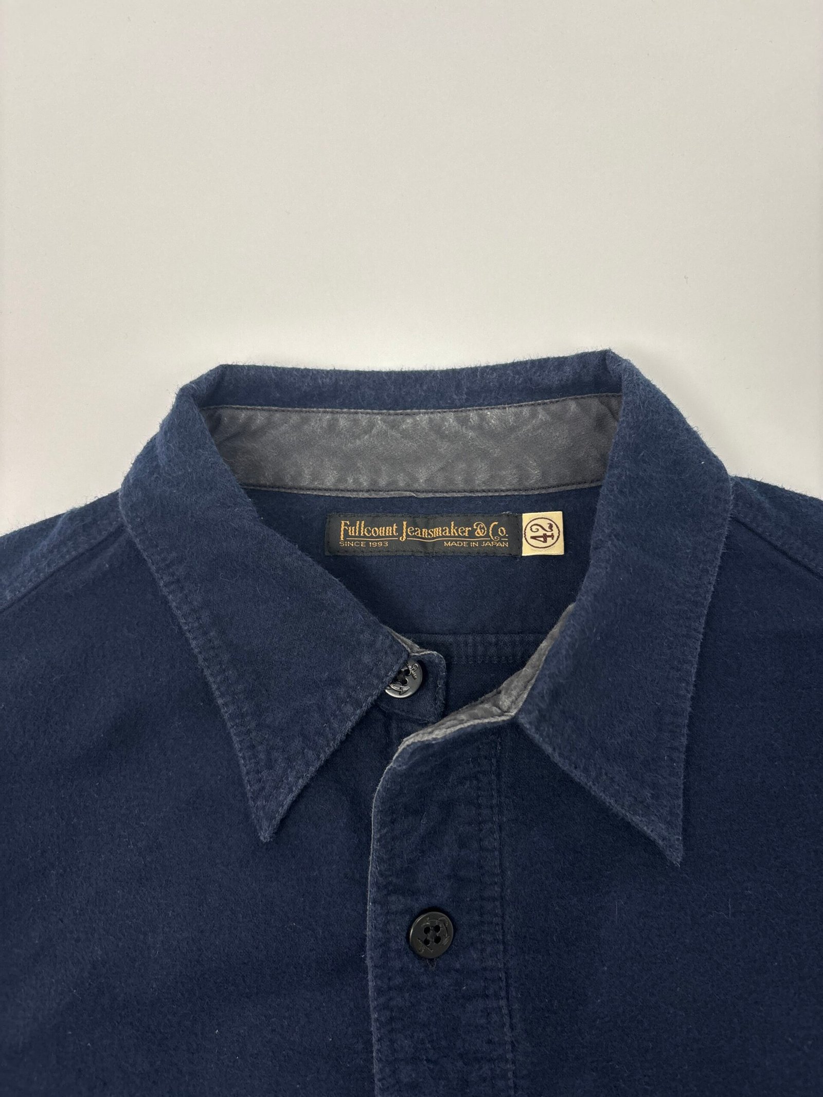 fullcount navy long sleeve shirt Fullcount Brushed Cotton CPO Shirt